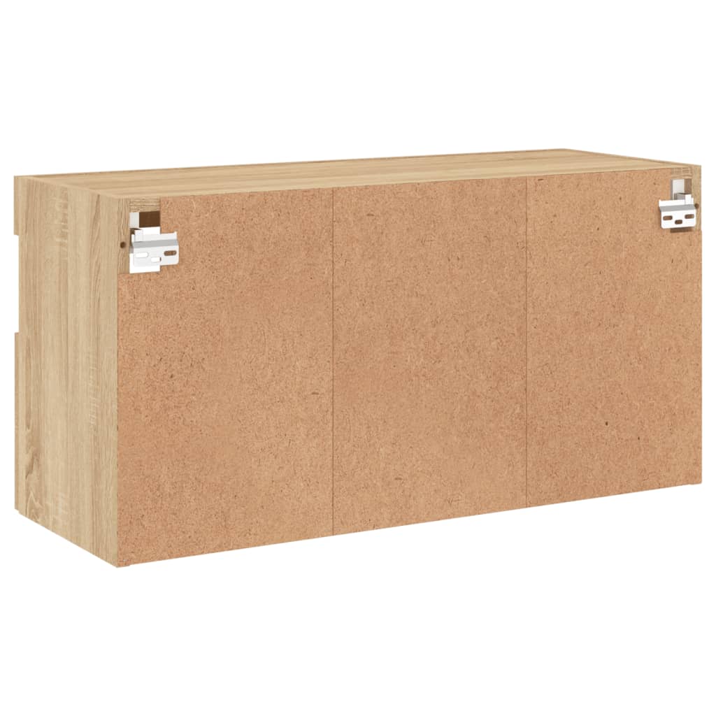 Sieninė TV spintelė su LED lemputėmis, ąžuolo, 80x30x40cm