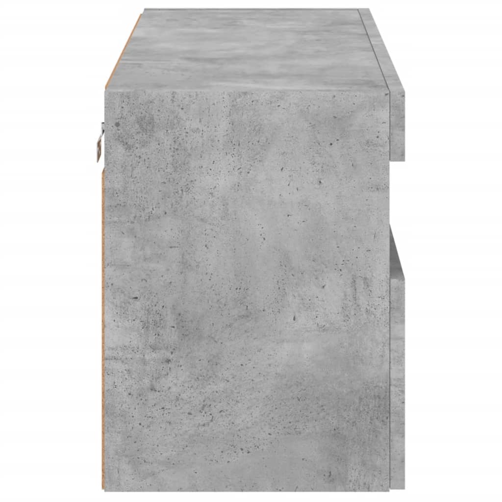 Sieninė TV spintelė su LED lemputėmis, betono pilka, 80x30x40cm