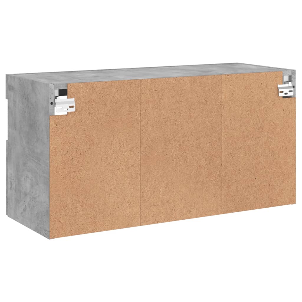Sieninė TV spintelė su LED lemputėmis, betono pilka, 80x30x40cm