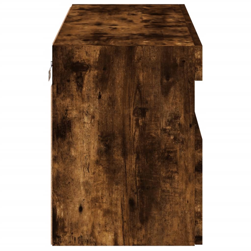 Sieninė TV spintelė su LED lemputėmis, dūminė, 80x30x40cm