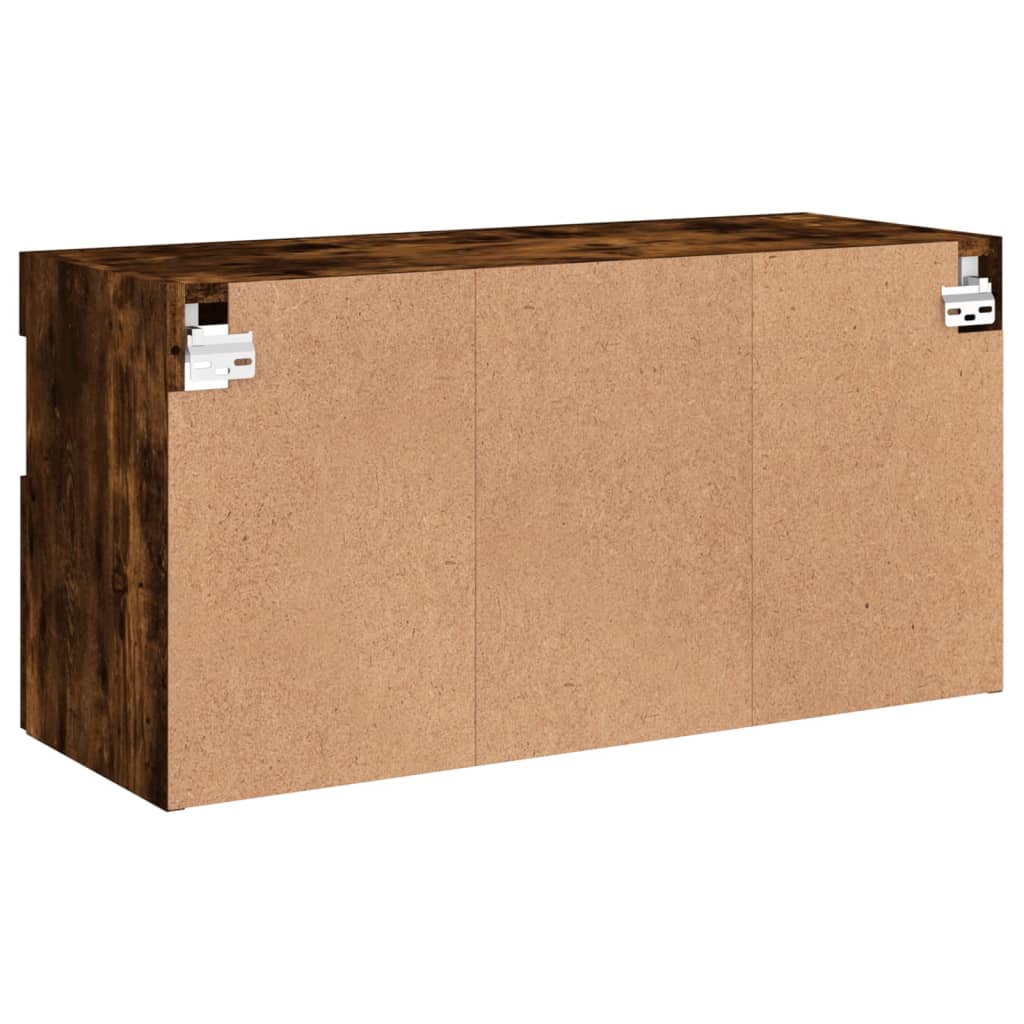 Sieninė TV spintelė su LED lemputėmis, dūminė, 80x30x40cm