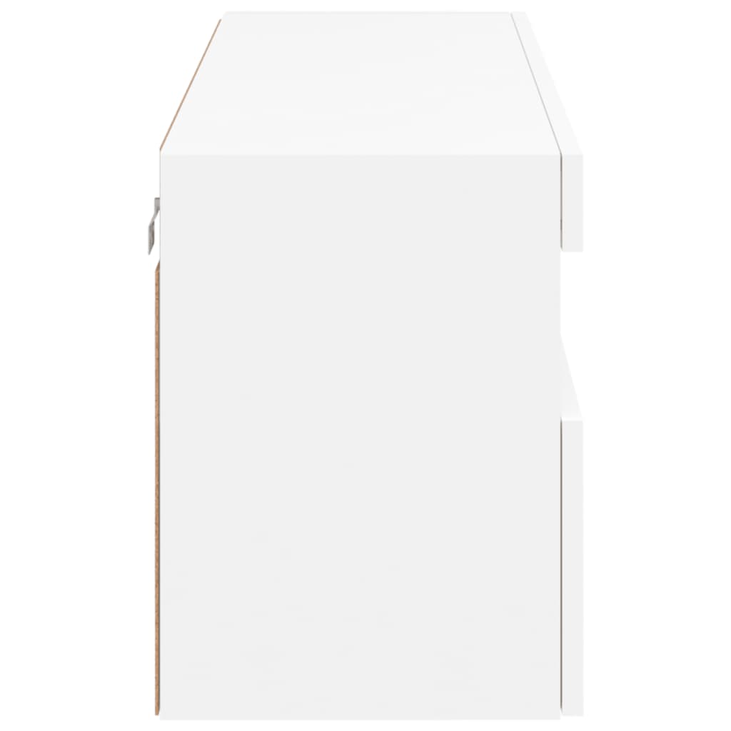 Wall-mounted TV cabinet with LED lights, white, 100x30x40cm