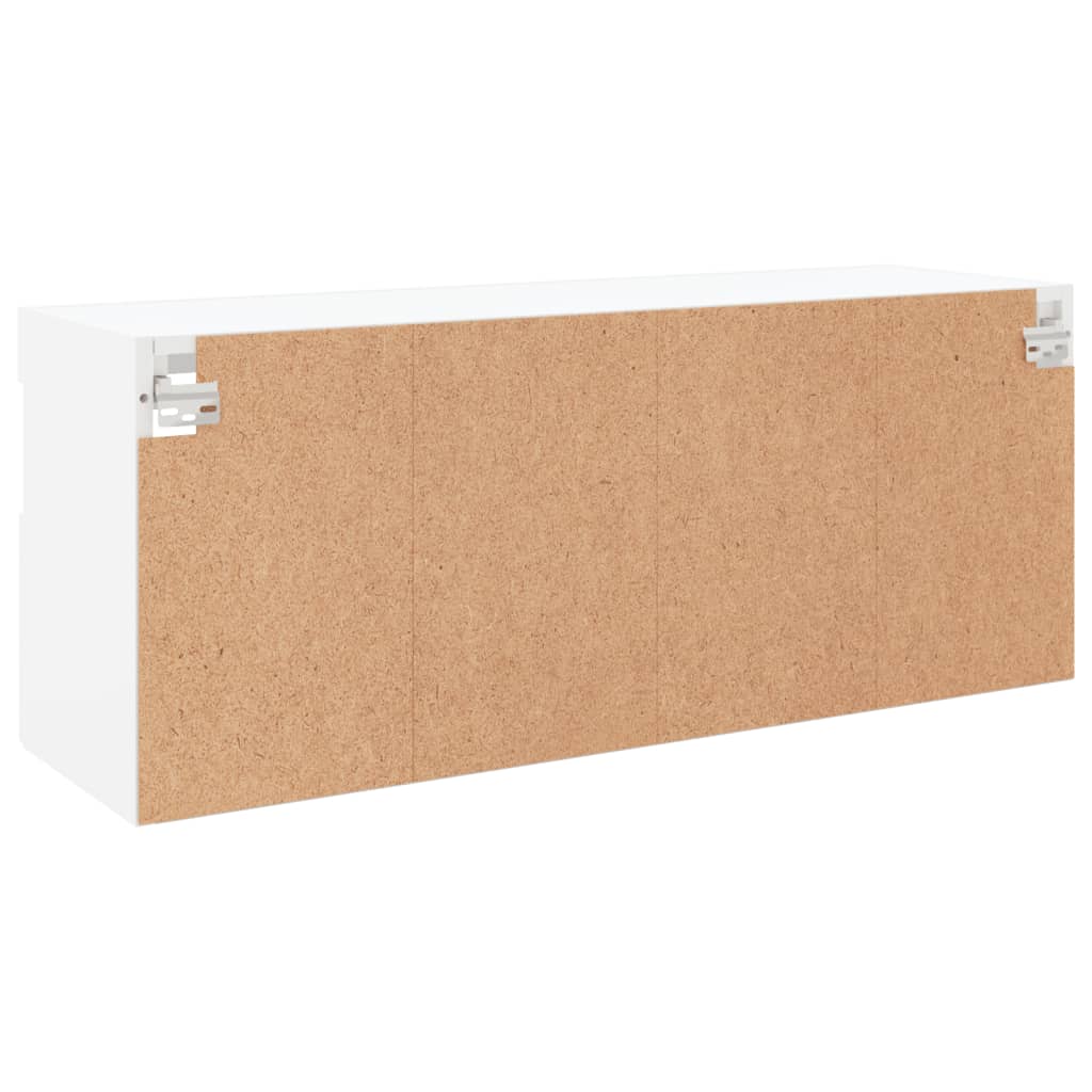 Wall-mounted TV cabinet with LED lights, white, 100x30x40cm