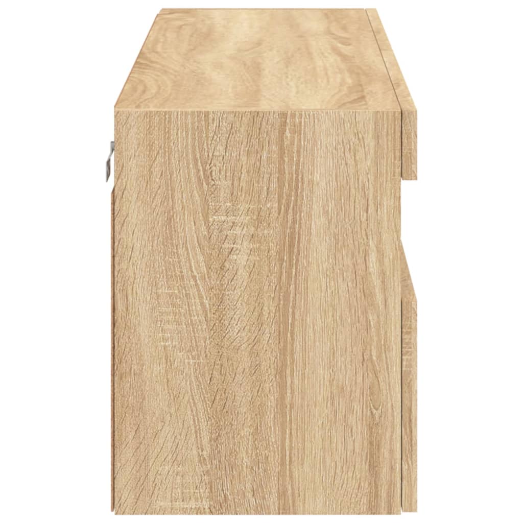 Sieninė TV spintelė su LED lemputėmis, ąžuolo, 100x30x40cm