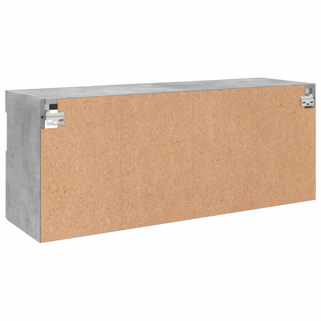 Pie sienas stiprināms TV skapītis ar LED apgaismojumu, betona izskats, 100x30x40cm