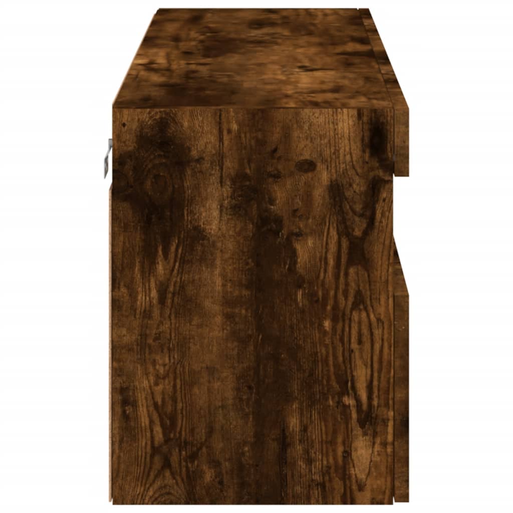 Sieninė TV spintelė su LED lemputėmis, dūminė, 100x30x40cm