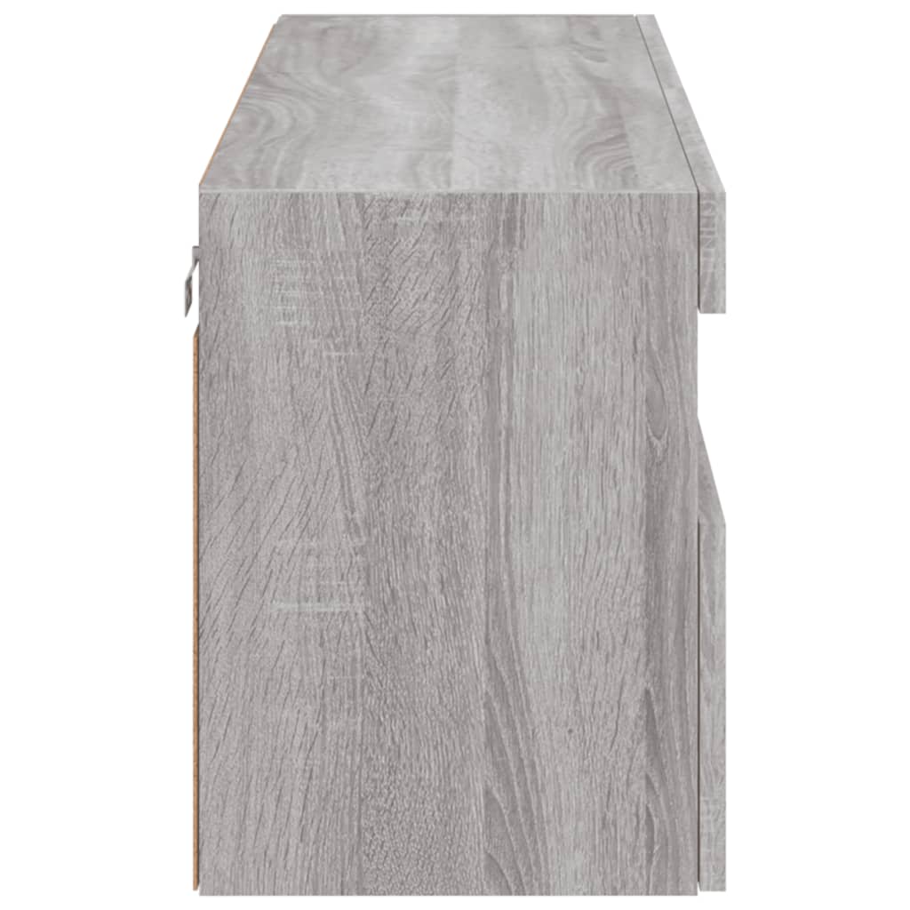 Wall Mounted TV Cabinet with LED Lights, Grey, 100x30x40cm