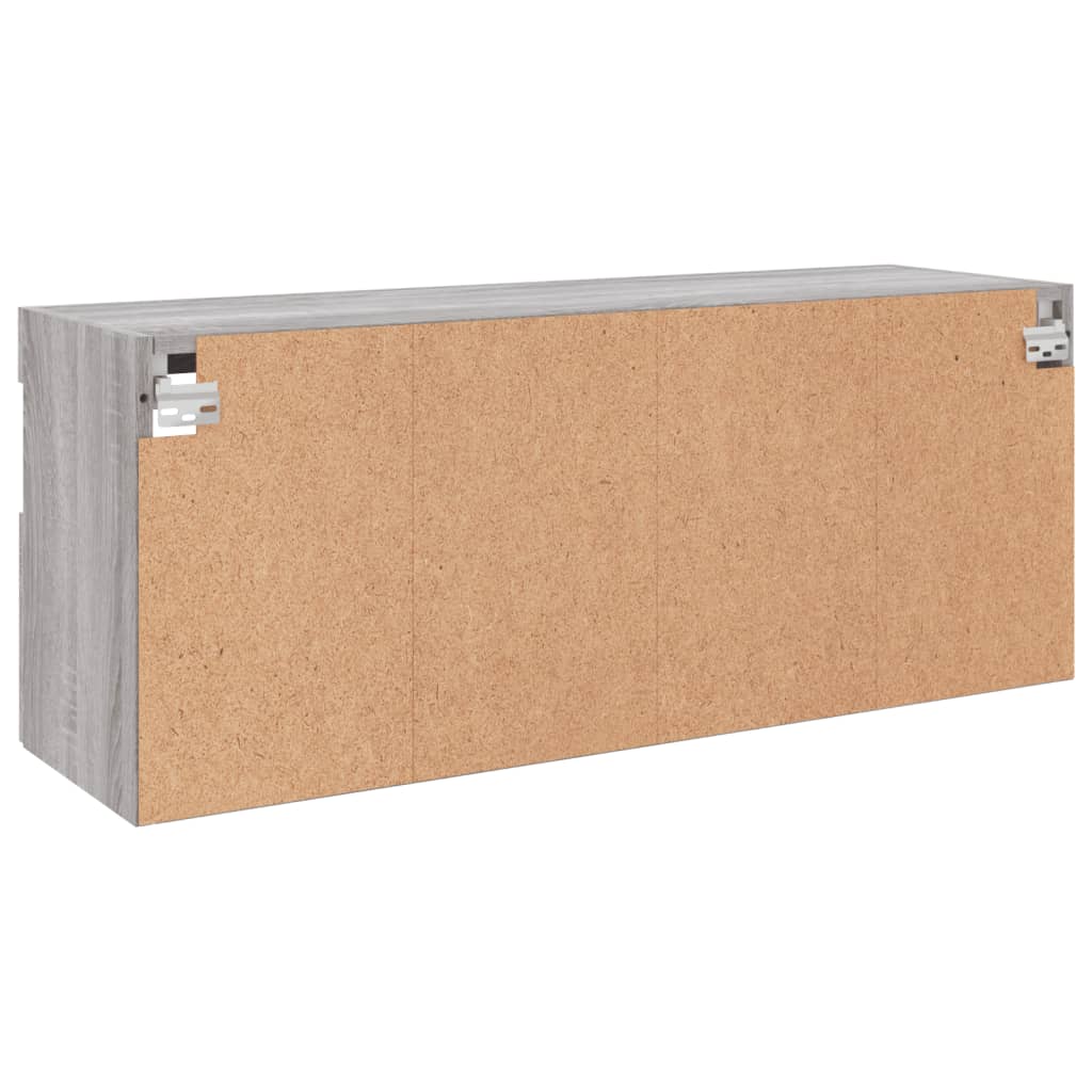 Wall Mounted TV Cabinet with LED Lights, Grey, 100x30x40cm