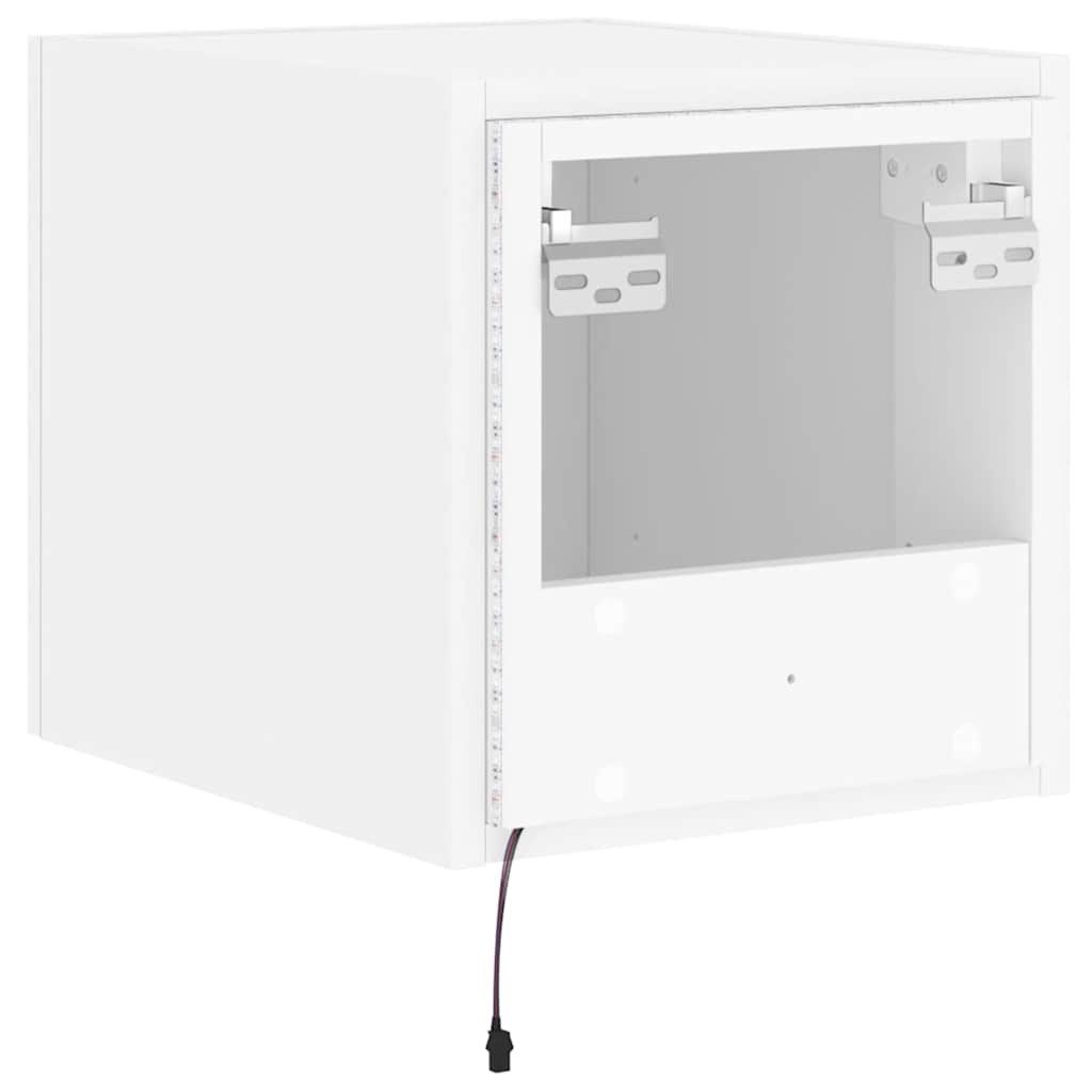 Sieninė TV spintelė su LED lemputėmis, balta, 30,5x35x30cm