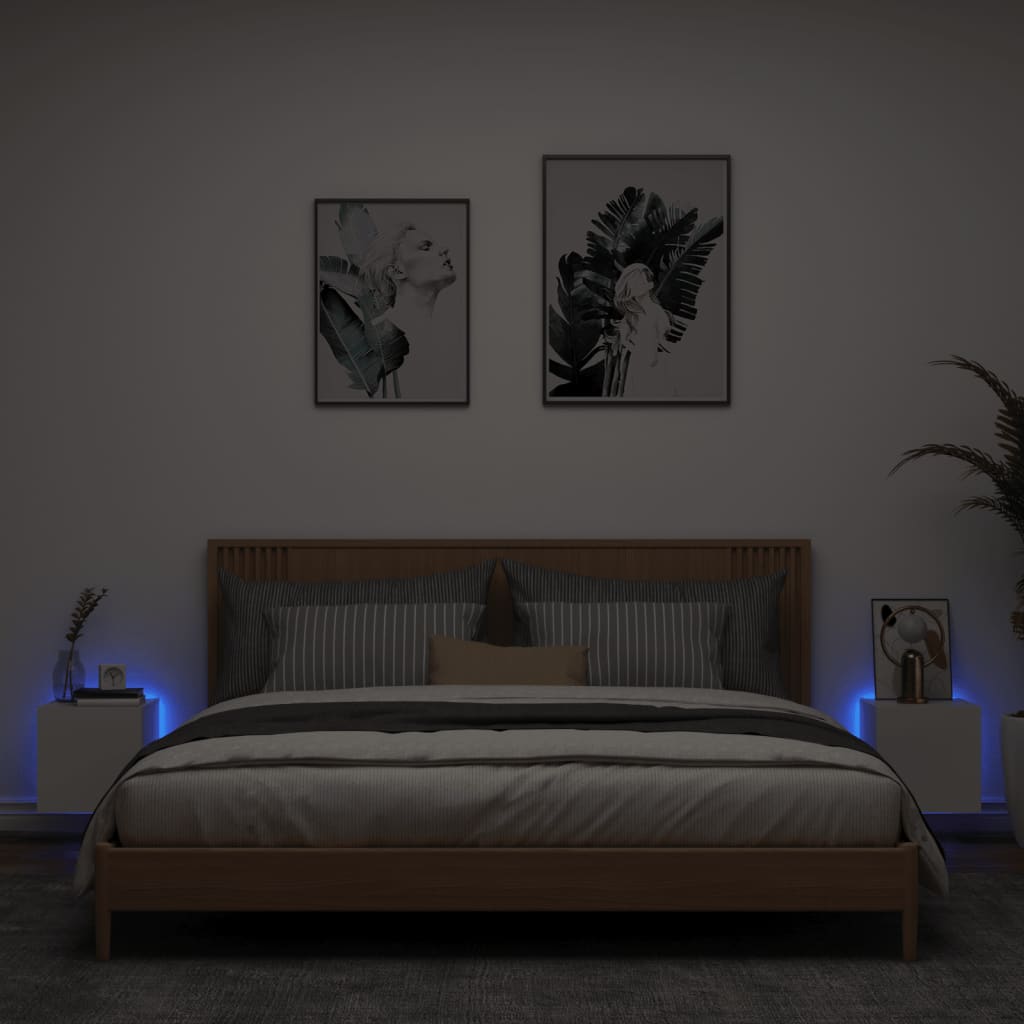 Sienas TV skapīši ar LED, 2 gab., balti, 30,5x35x30 cm