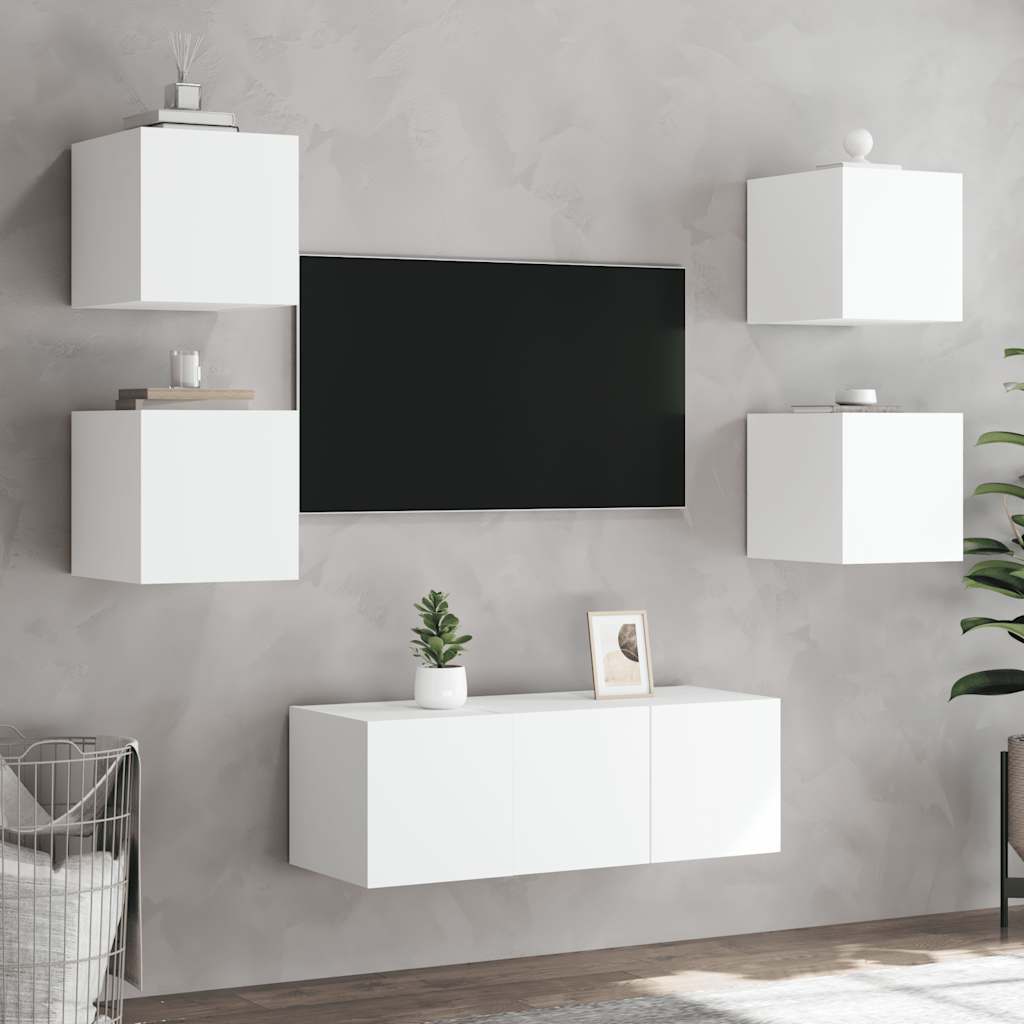 Sienas TV skapīši ar LED, 2 gab., balti, 30,5x35x30 cm