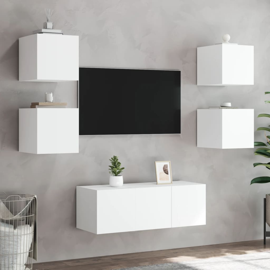 Sienas TV skapīši ar LED, 2 gab., balti, 30,5x35x30 cm
