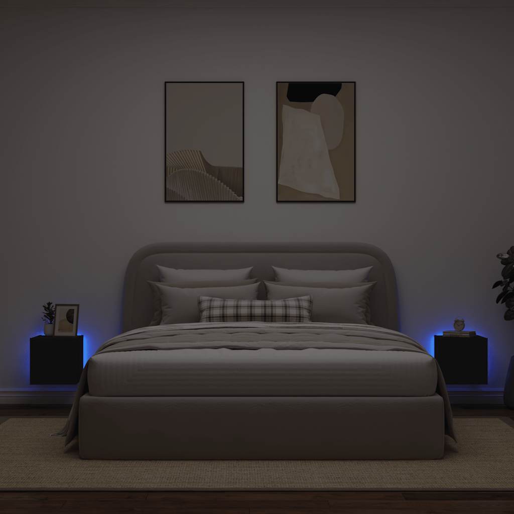 Sienas TV skapīši ar LED, 2 gab., melni, 30,5x35x30cm