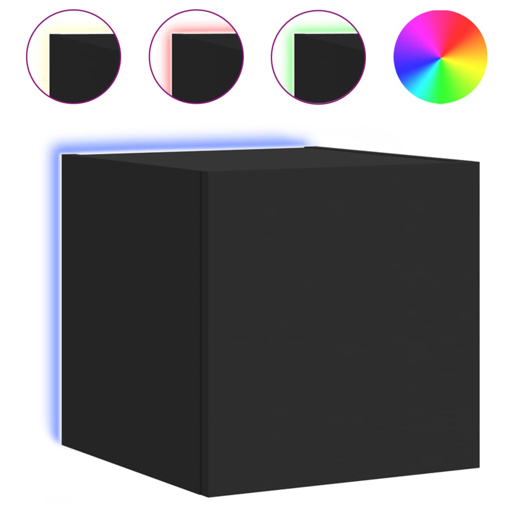 Wall-mounted TV Cabinets with LED, 2 pcs., Black, 30.5x35x30cm