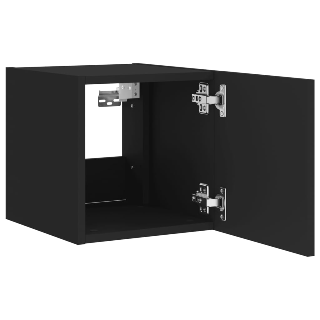 Wall-mounted TV Cabinets with LED, 2 pcs., Black, 30.5x35x30cm