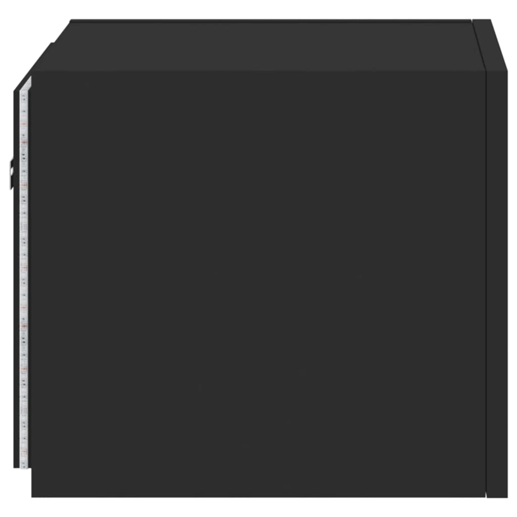 Wall-mounted TV Cabinets with LED, 2 pcs., Black, 30.5x35x30cm