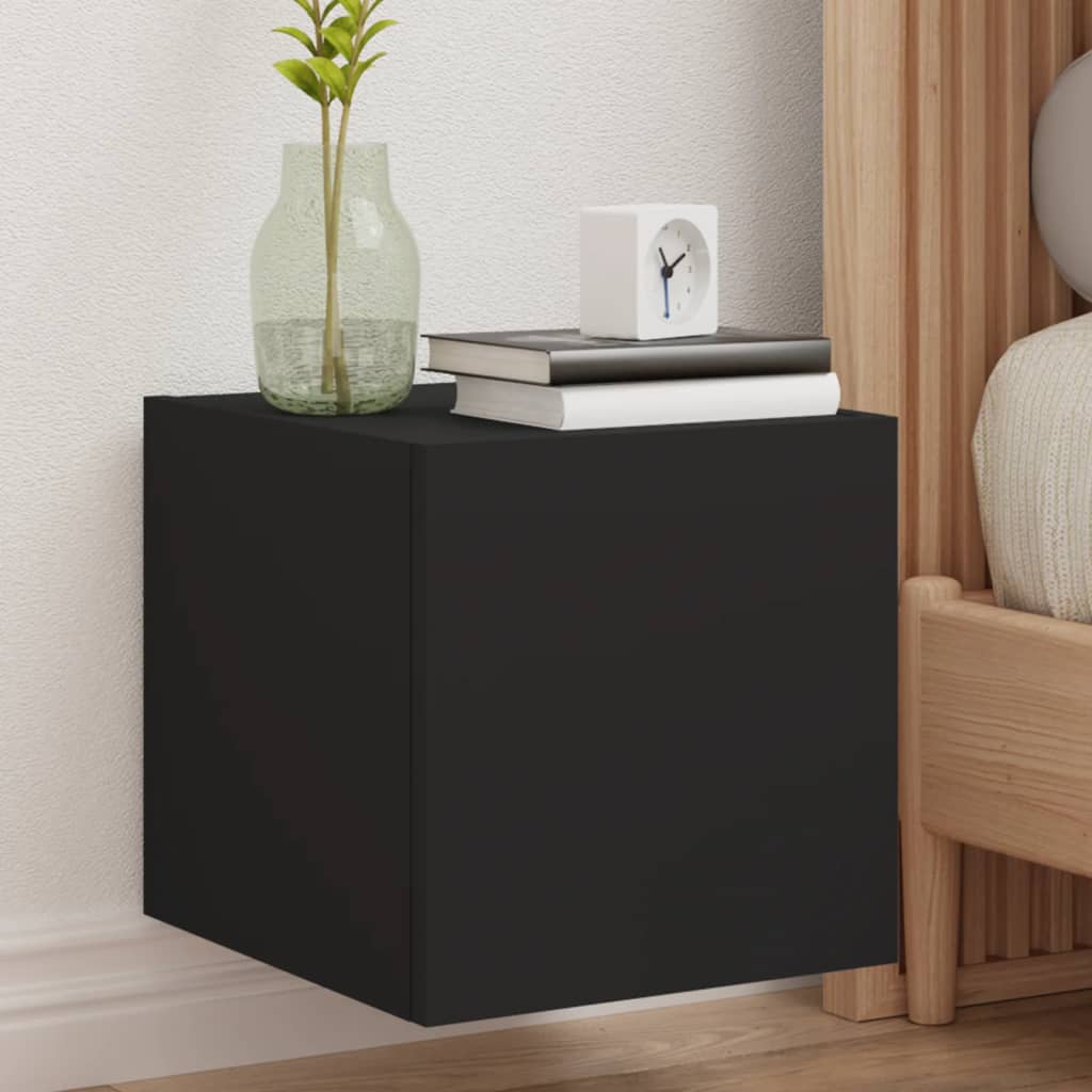 Wall-mounted TV Cabinets with LED, 2 pcs., Black, 30.5x35x30cm