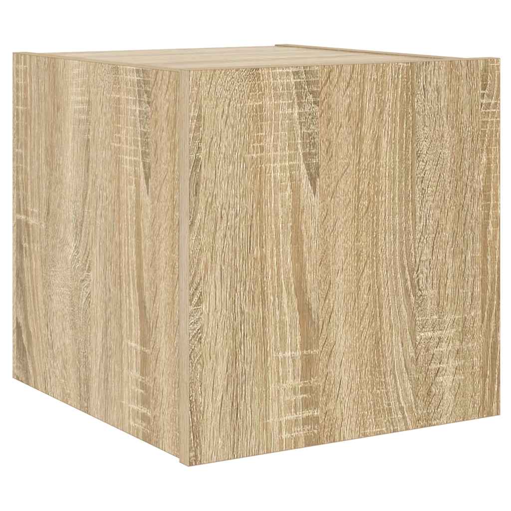 Pie sienas stiprināms TV skapītis ar LED apgaismojumu, ozolkoka, 30,5x35x30 cm