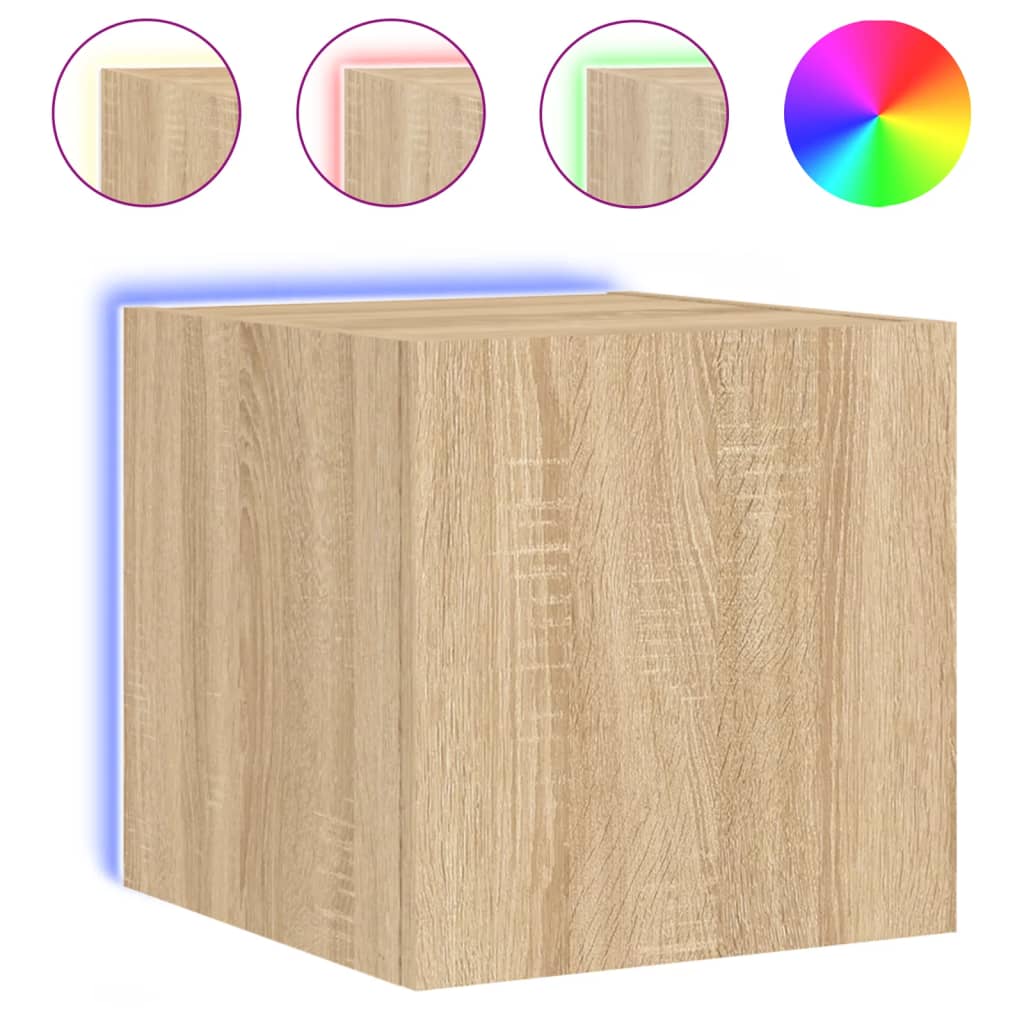 Sieninės TV spintelės su LED, 2vnt., ąžuolo, 30,5x35x30cm