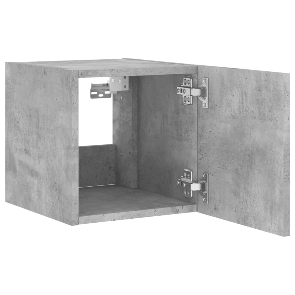 Pie sienas stiprināms TV skapītis ar LED gaismām, betona krāsas, 30,5x35x30 cm