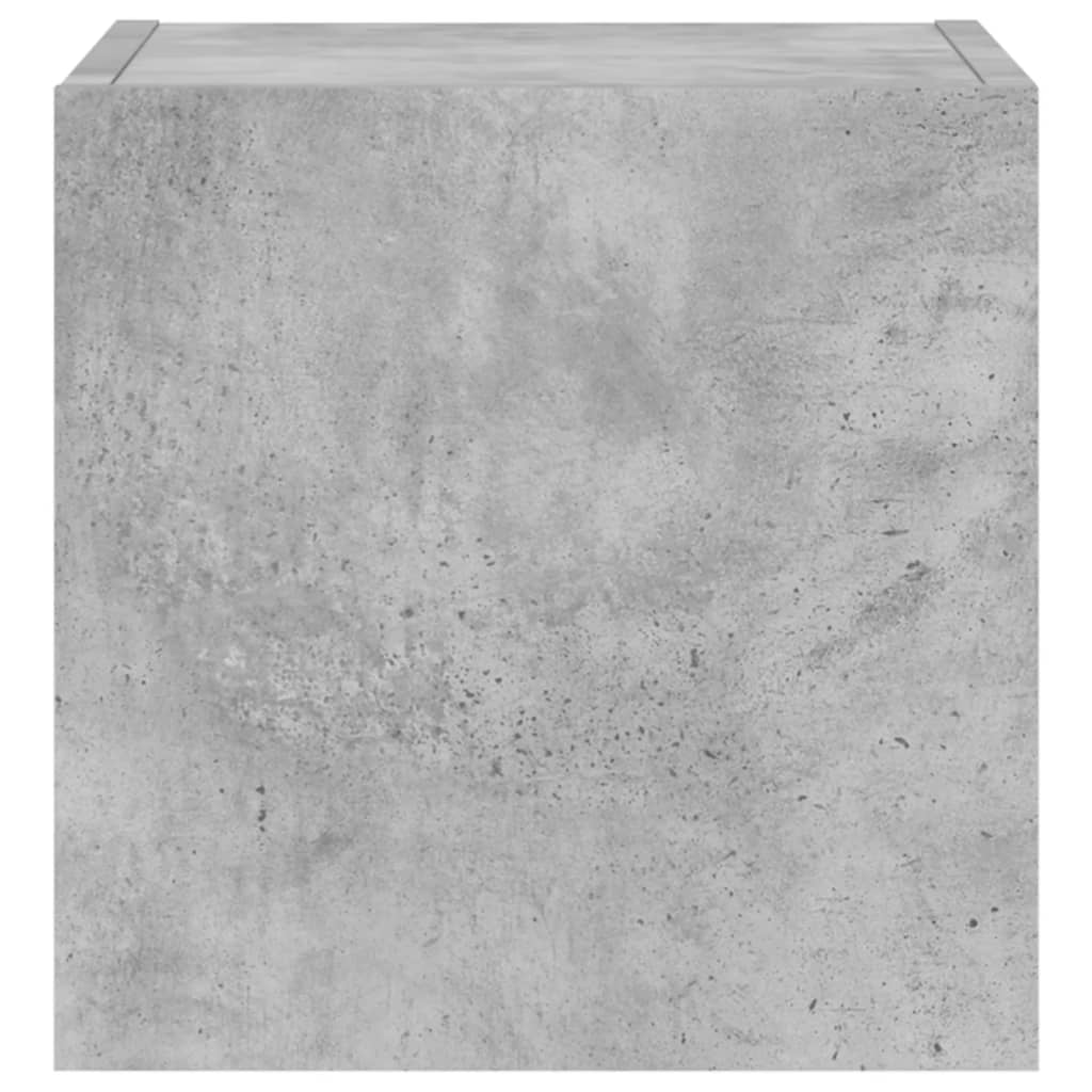 Pie sienas stiprināms TV skapītis ar LED gaismām, betona krāsas, 30,5x35x30 cm