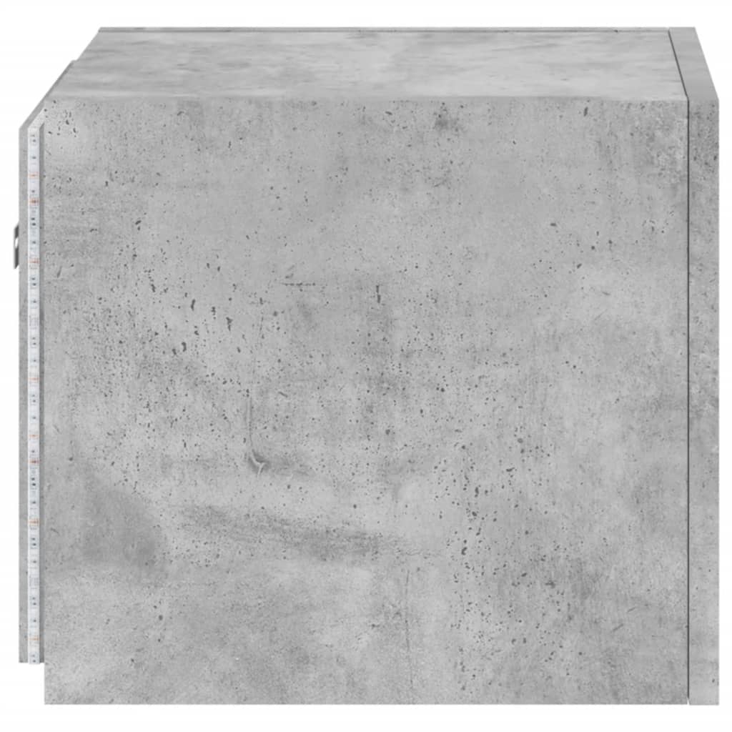 Pie sienas stiprināms TV skapītis ar LED gaismām, betona krāsas, 30,5x35x30 cm