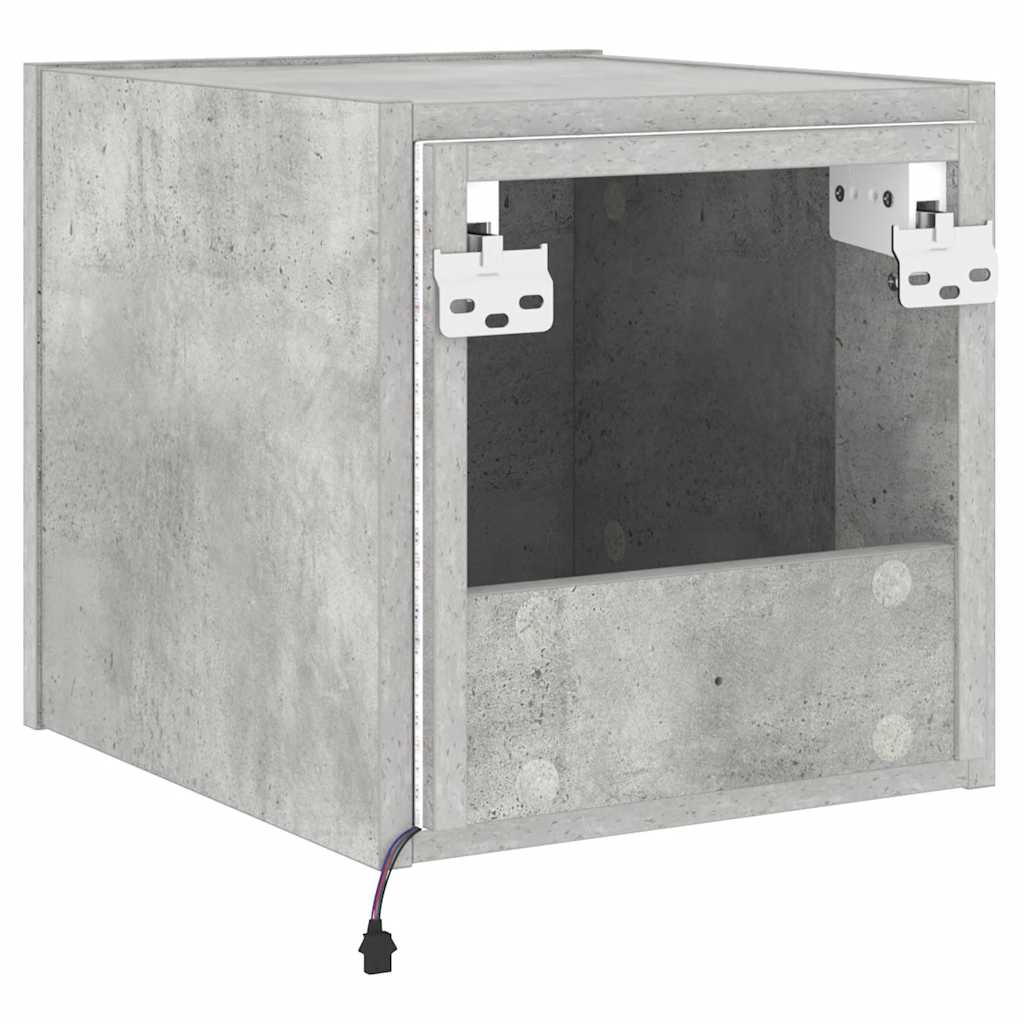 Sieninė TV spintelė su LED lemputėmis, betono, 30,5x35x30cm