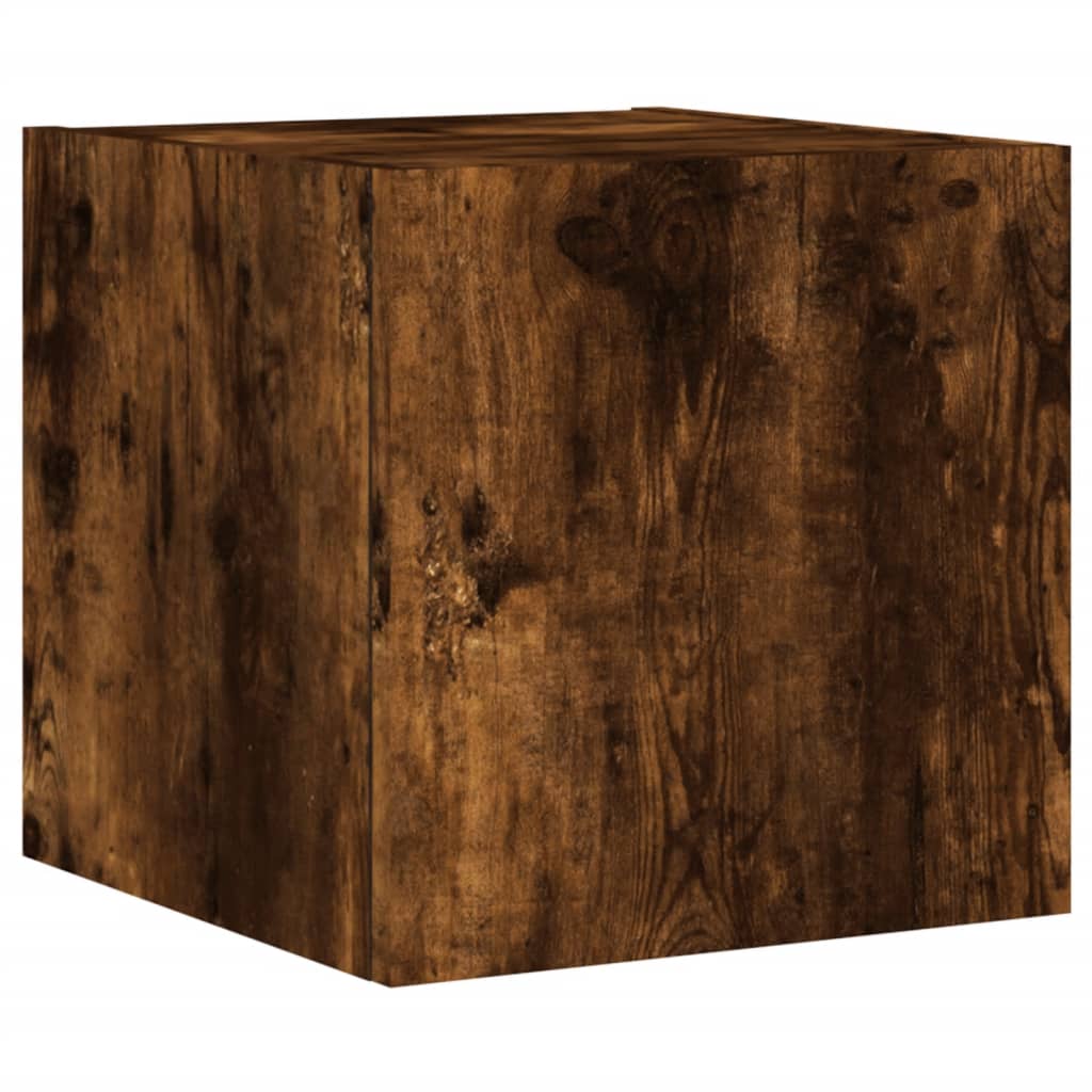 Sieninė TV spintelė su LED lemputėmis, dūminė, 30,5x35x30cm