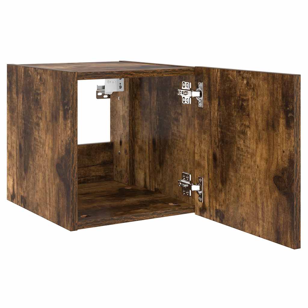 Sieninė TV spintelė su LED lemputėmis, dūminė, 30,5x35x30cm