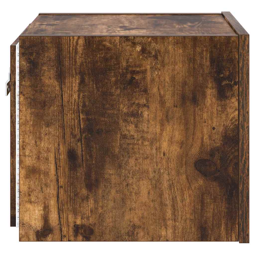 Sieninė TV spintelė su LED lemputėmis, dūminė, 30,5x35x30cm