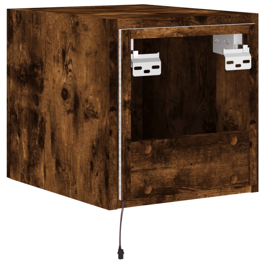 Sieninė TV spintelė su LED lemputėmis, dūminė, 30,5x35x30cm