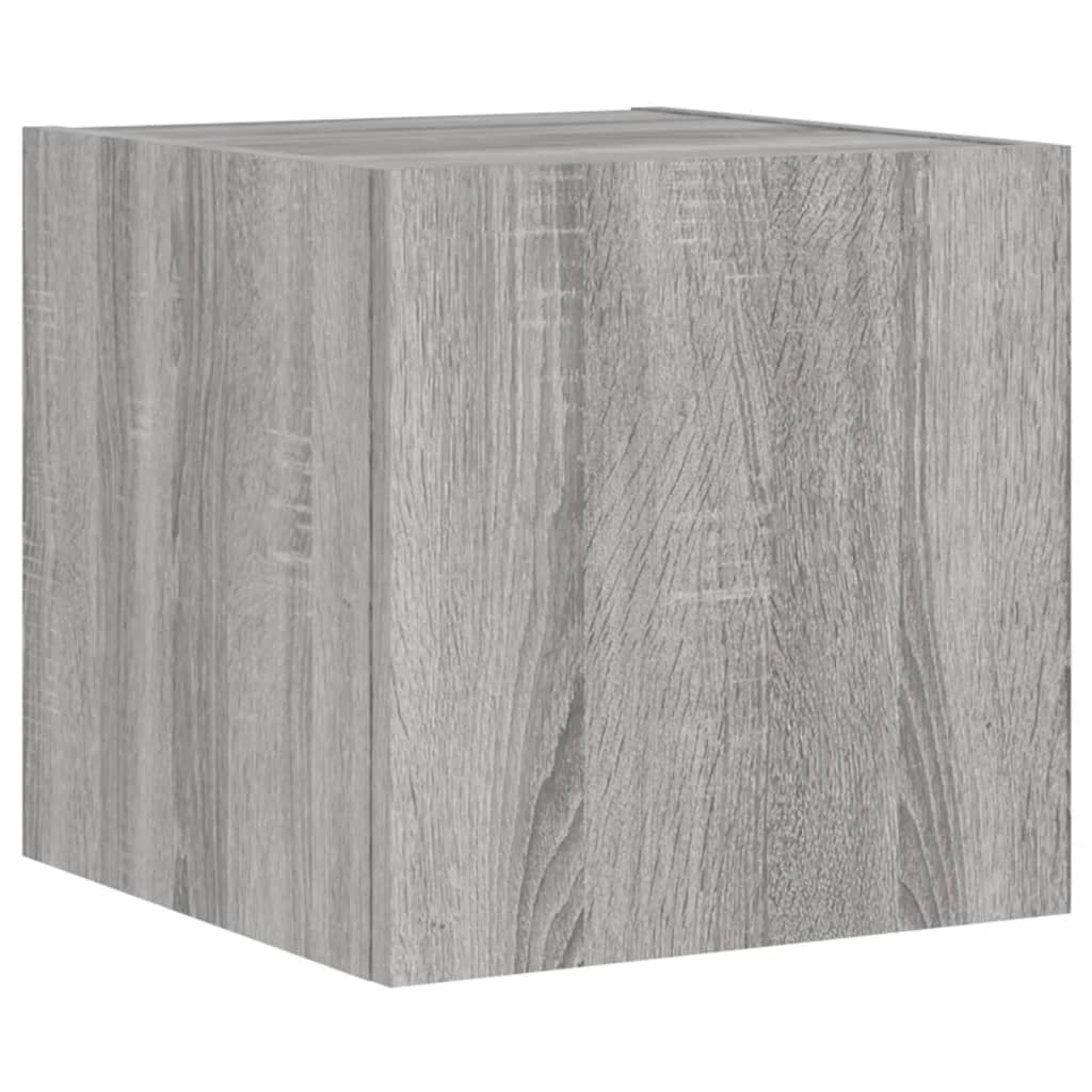 Sieninė TV spintelė su LED lemputėmis, pilka, 30,5x35x30cm