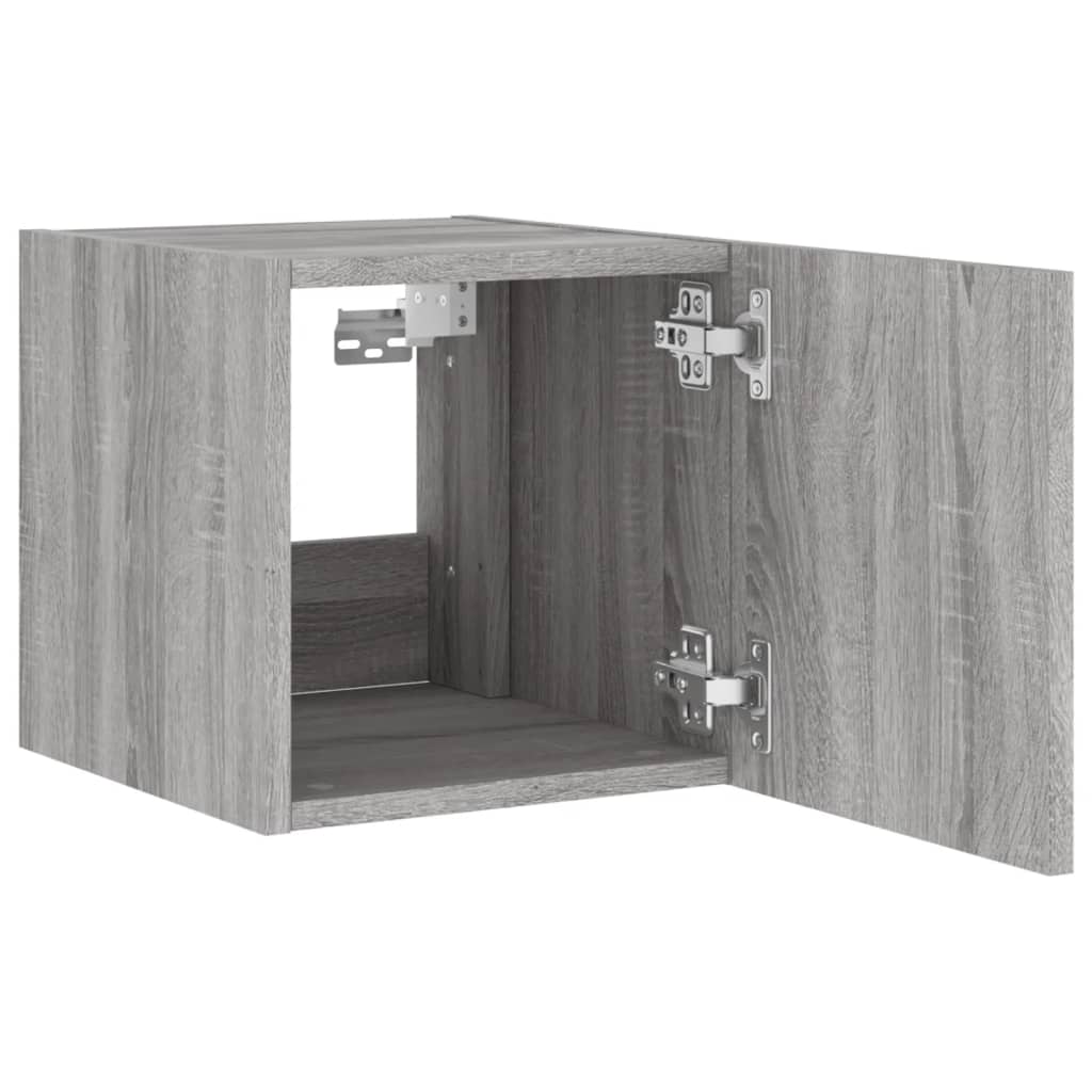 Sieninė TV spintelė su LED lemputėmis, pilka, 30,5x35x30cm