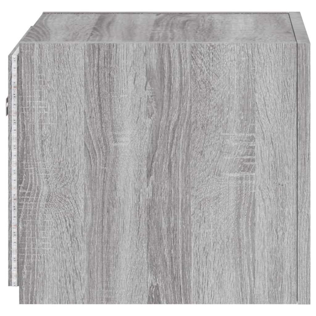 Sieninė TV spintelė su LED lemputėmis, pilka, 30,5x35x30cm