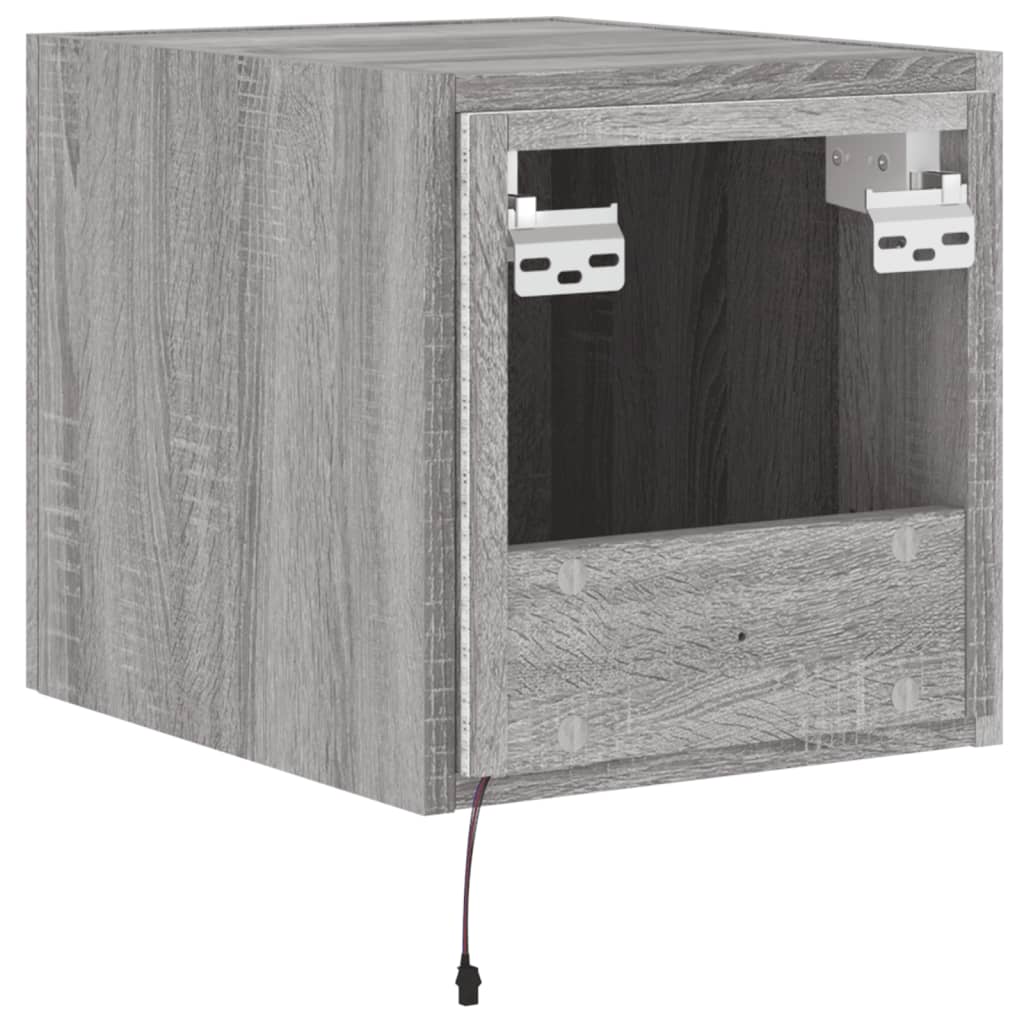 Sieninė TV spintelė su LED lemputėmis, pilka, 30,5x35x30cm