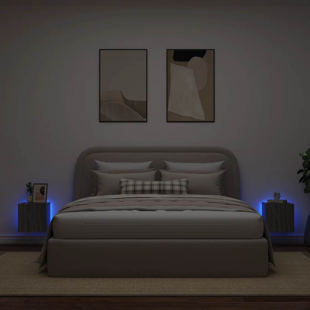 Sieninės TV spintelės su LED, 2vnt., pilkos, 30,5x35x30cm