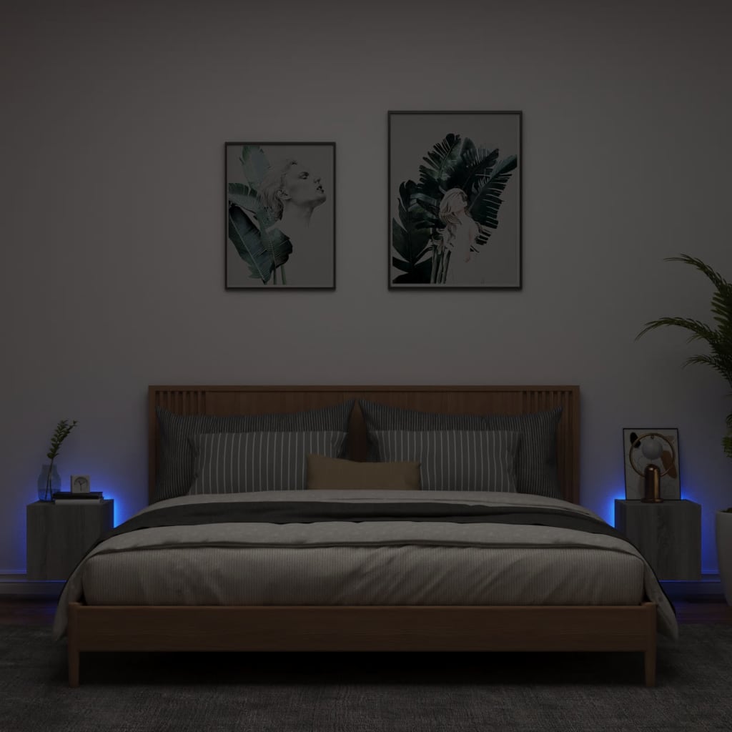Sieninės TV spintelės su LED, 2vnt., pilkos, 30,5x35x30cm