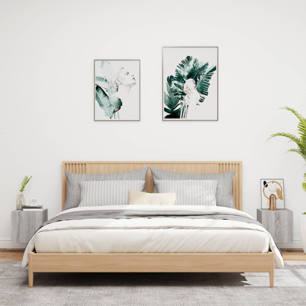 Sieninės TV spintelės su LED, 2vnt., pilkos, 30,5x35x30cm