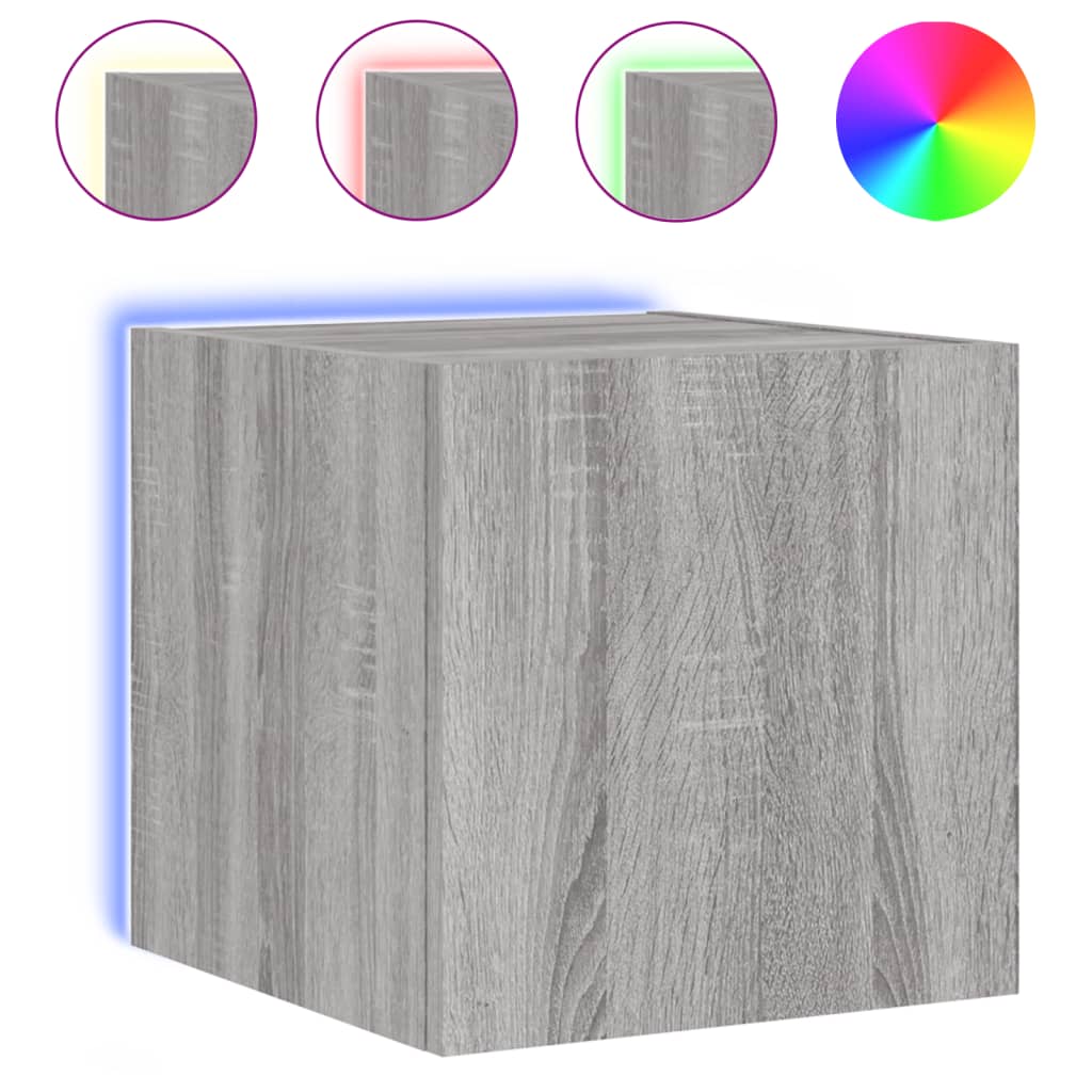 Sieninės TV spintelės su LED, 2vnt., pilkos, 30,5x35x30cm