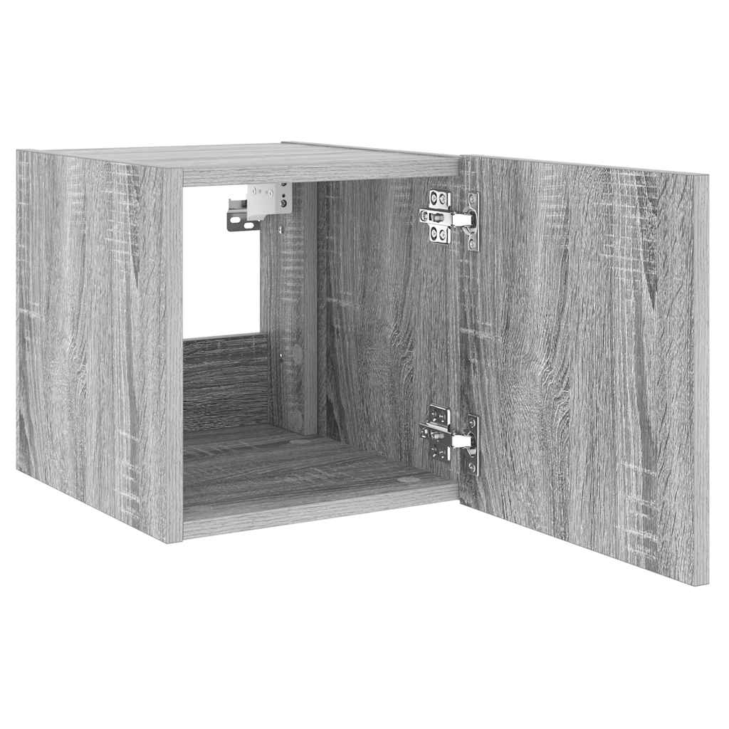 Sieninės TV spintelės su LED, 2vnt., pilkos, 30,5x35x30cm
