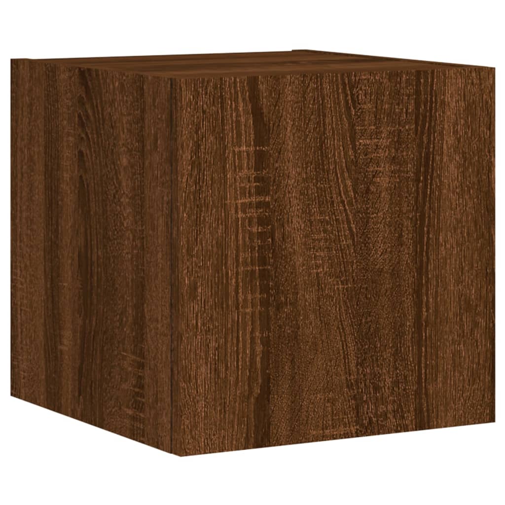 Sieninė TV spintelė su LED lemputėmis, ruda, 30,5x35x30cm
