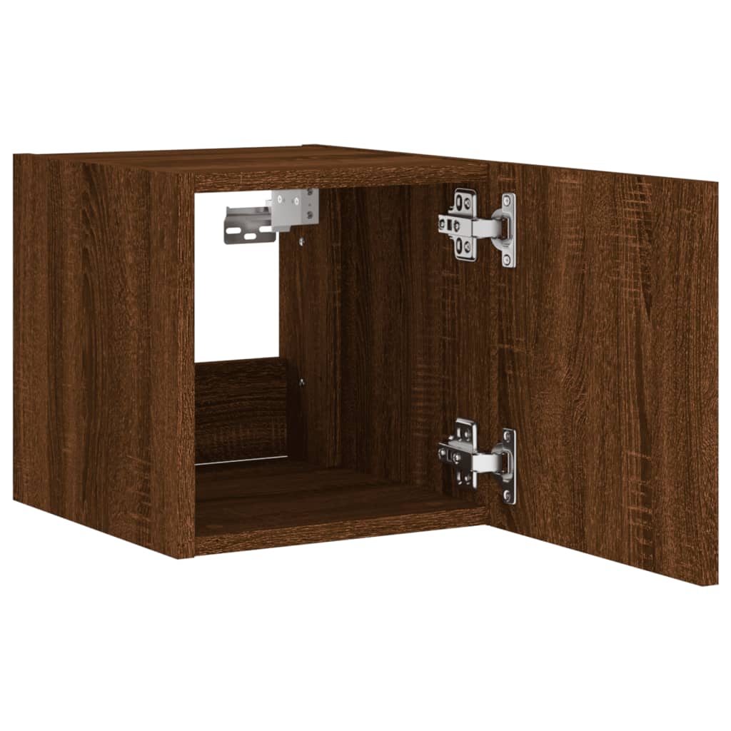 Sieninė TV spintelė su LED lemputėmis, ruda, 30,5x35x30cm
