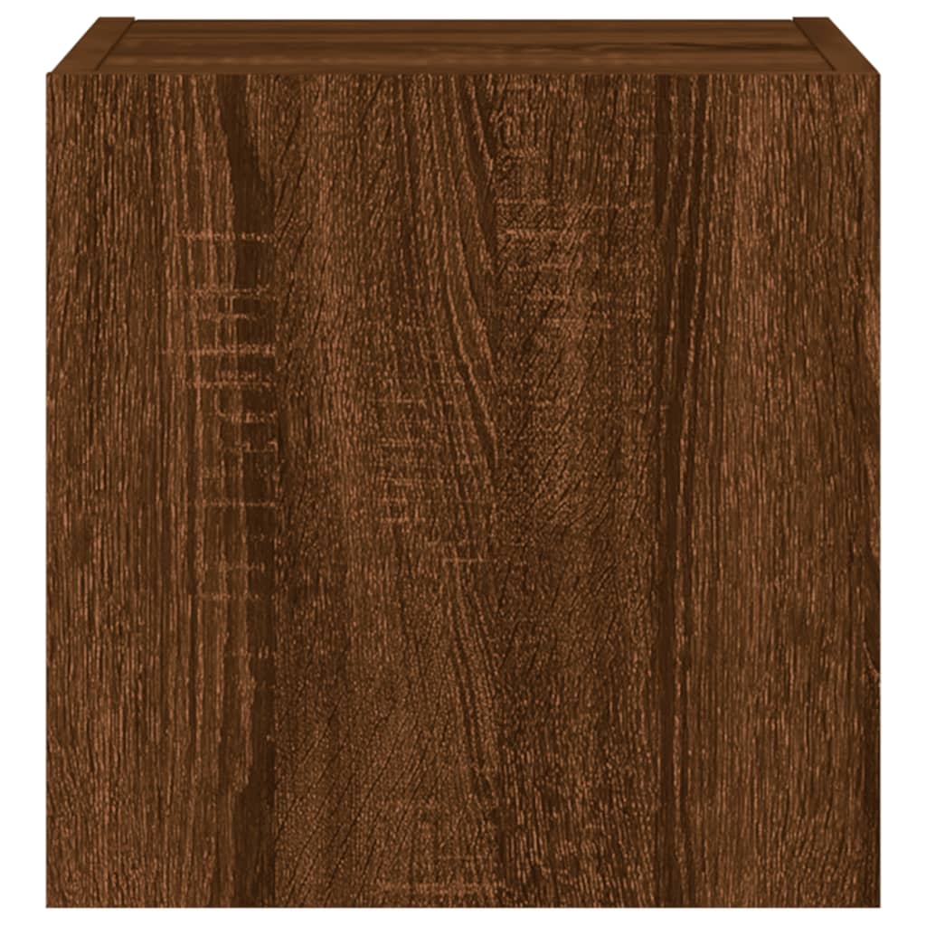 Sieninė TV spintelė su LED lemputėmis, ruda, 30,5x35x30cm