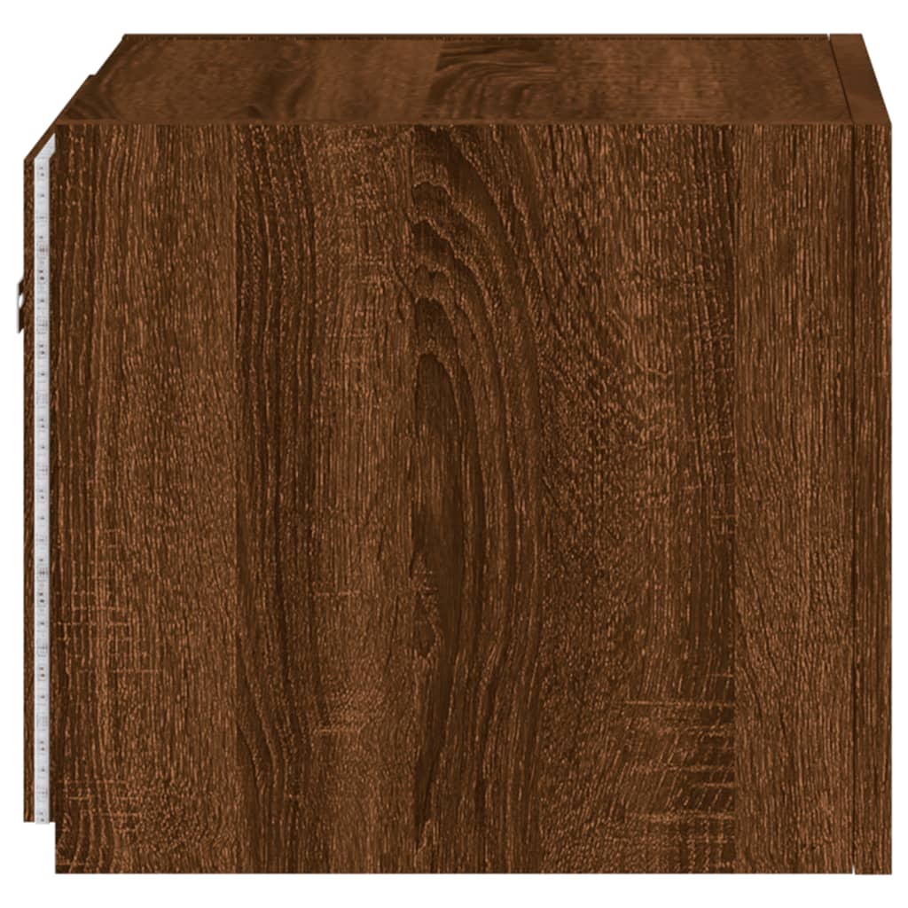 Sieninė TV spintelė su LED lemputėmis, ruda, 30,5x35x30cm