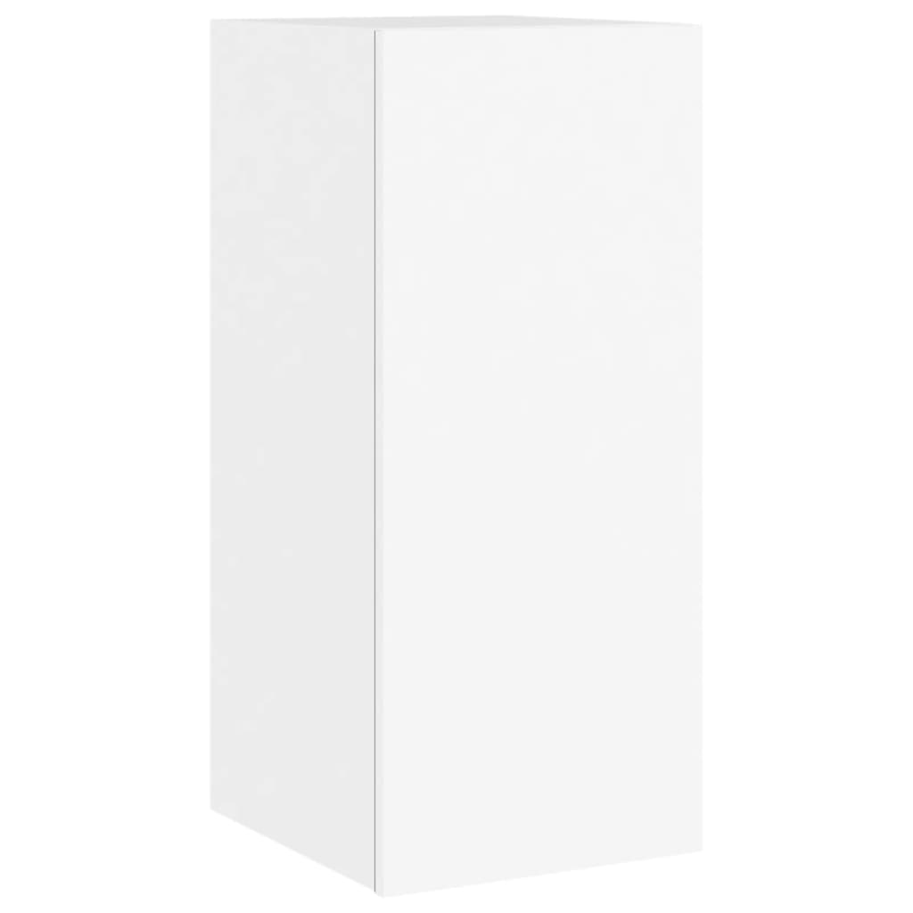 Sieninė TV spintelė su LED lemputėmis, balta, 30,5x35x70cm