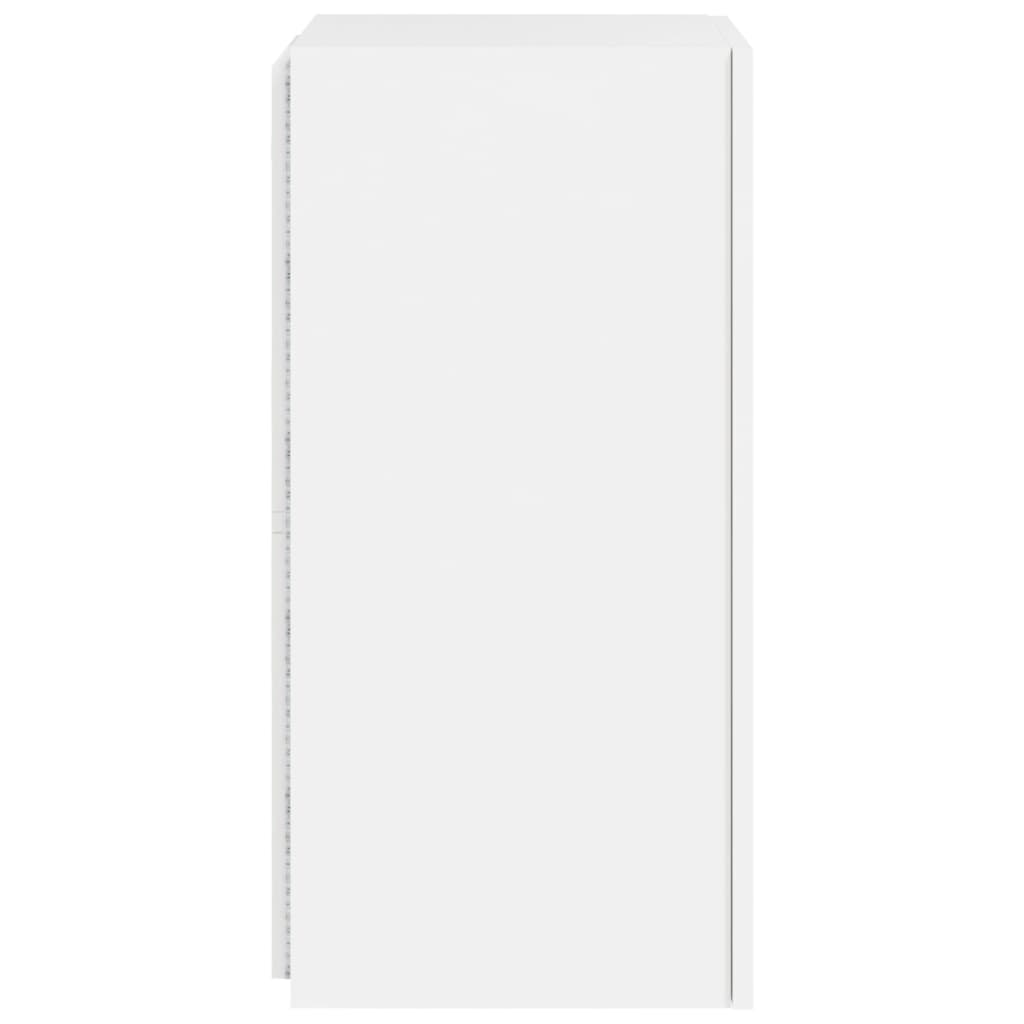 Sieninė TV spintelė su LED lemputėmis, balta, 30,5x35x70cm