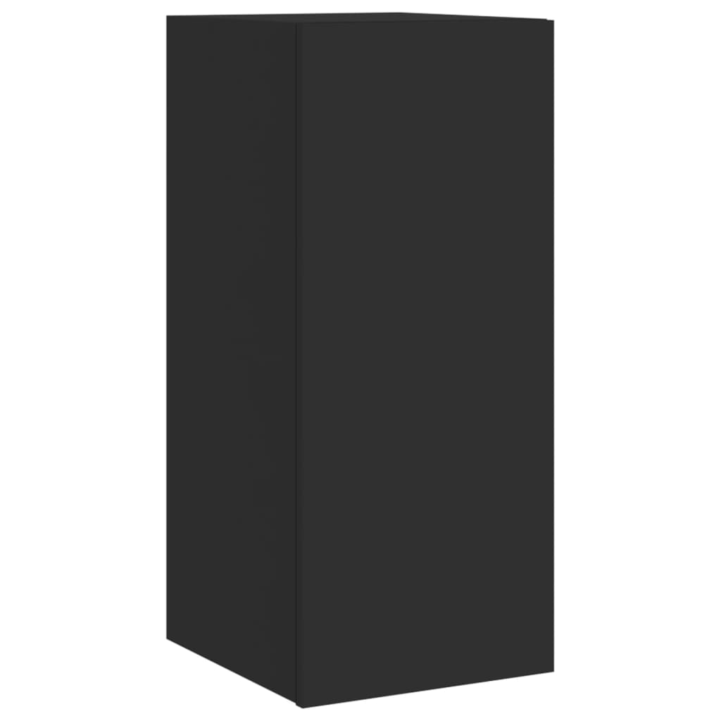 Sienas TV skapītis ar LED gaismām, melns, 30,5x35x70cm