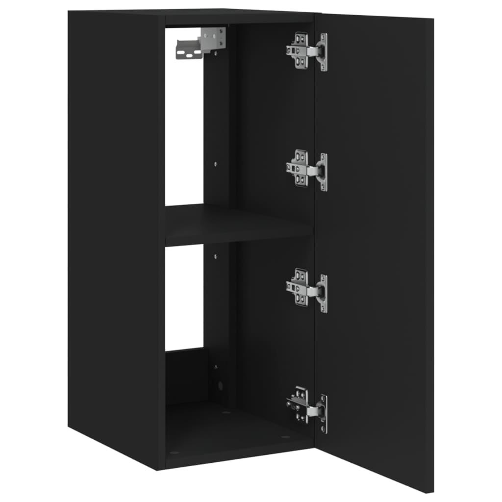 Sienas TV skapītis ar LED gaismām, melns, 30,5x35x70cm