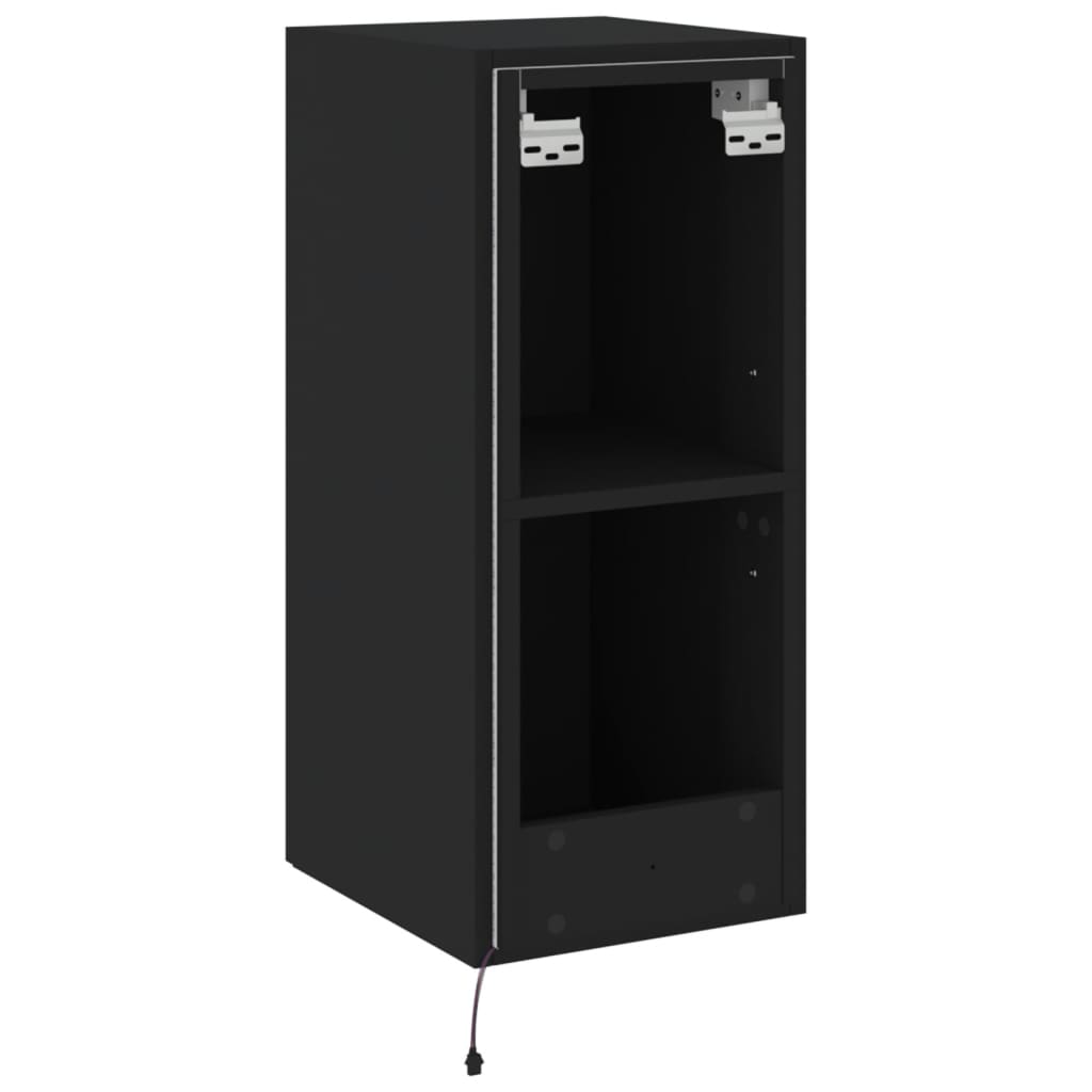 Sienas TV skapītis ar LED gaismām, melns, 30,5x35x70cm