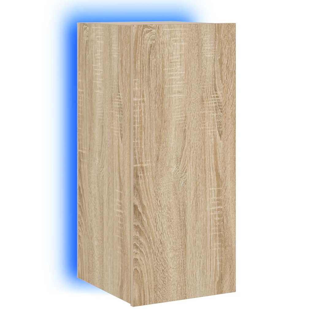 Sieninė TV spintelė su LED lemputėmis, ąžuolo, 30,5x35x70cm